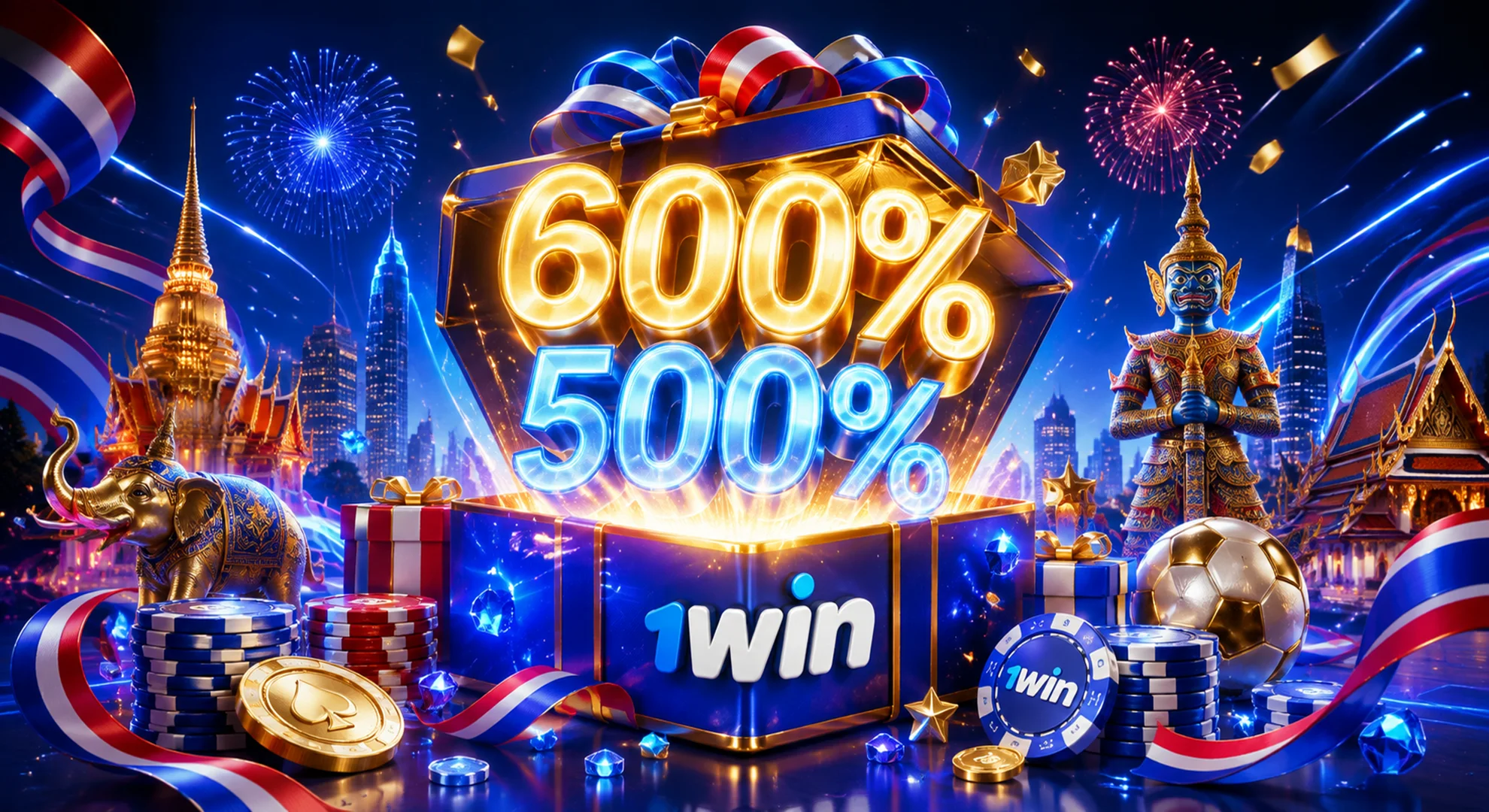 โบนัสและโปรโมชั่น 1win ในประเทศไทย พร้อมโบนัสต้อนรับสูงสุด 600% และข้อเสนอพิเศษสำหรับผู้เล่นไทย